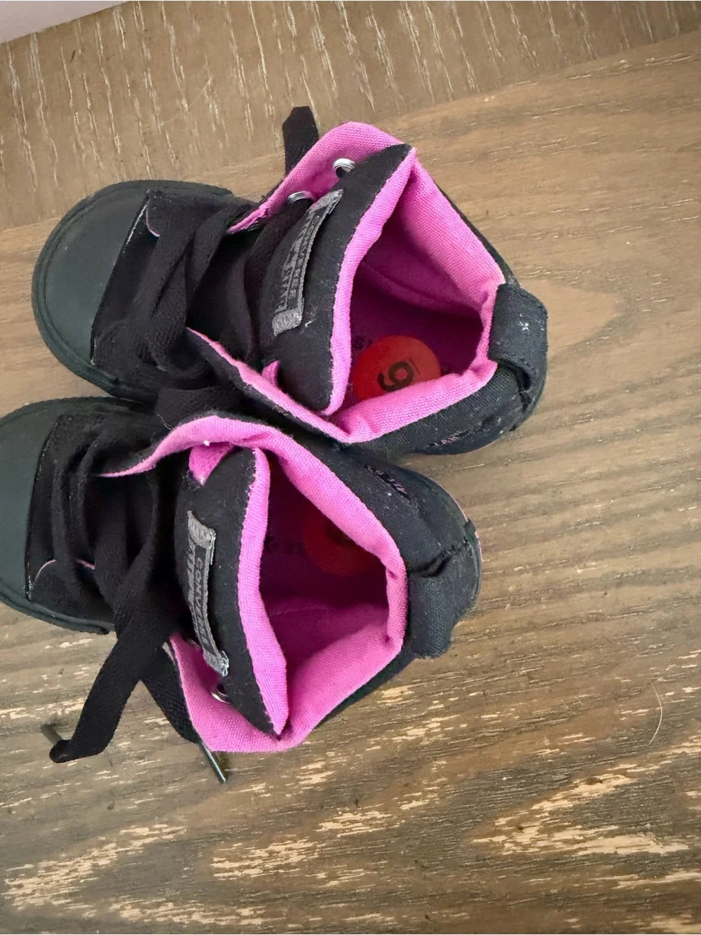 Converse Kids Black High-Top Sneakers with Pink Lining